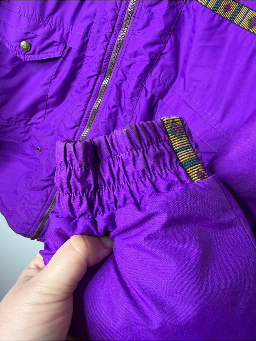 Vintage Edelweiss Purple Teal Ski Jacket Women’s Size M/L Retro 90s Puffer - Picture 4 of 10